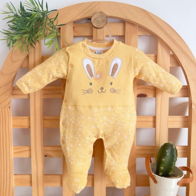 Macacão Trape Zape - Coelhinha com Flor Amarela - Amarelo